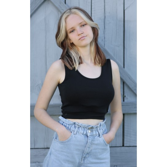Crop top z wełny merino krótka koszulka damska Green Rose - Green Rose zdjęcie 1