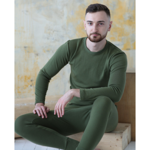 Koszulka z długim rękawem z wełny merino - Green Rose zdjęcie 2