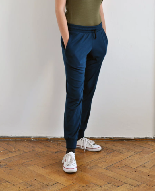 Paterns spodnie dresowe damskie z wełny merino petrol turkus - Paterns zdjęcie 1