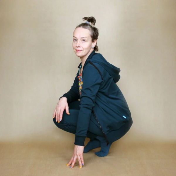 Paterns spodnie dresowe damskie z wełny merino petrol turkus - Paterns zdjęcie 2