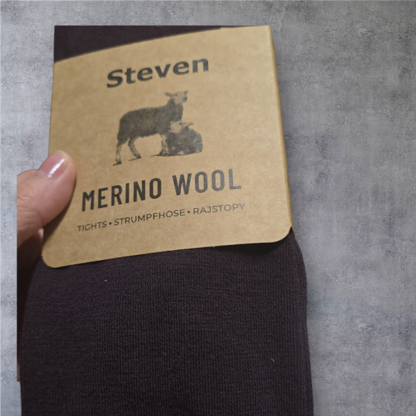 Wełniane rajstopy merino steven śliwka bakłażan