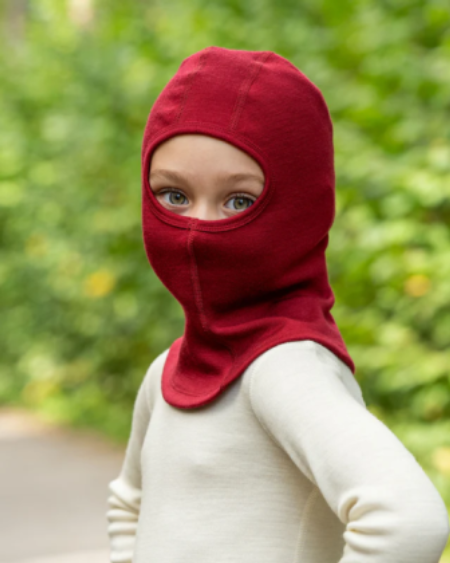 Kominiarka z zakrytymi ustami dziecięca z wełny merino cienka menique