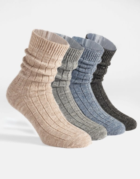 Skarpety w prążki z wełny alpaki 4 pak