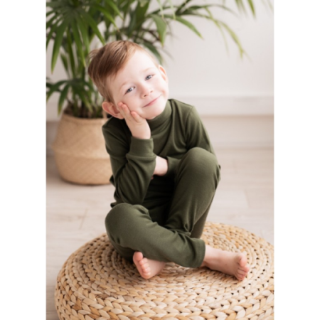 Legginsy dziecięce z wełny merino Green Rose