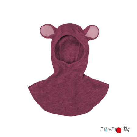ManyMonths Kominiarka z wełny merynosów - Miś Burgundowy (Cerise)
