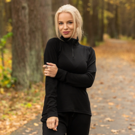 Bluza dresowa damska z zamkiem z wełny merynosów menique