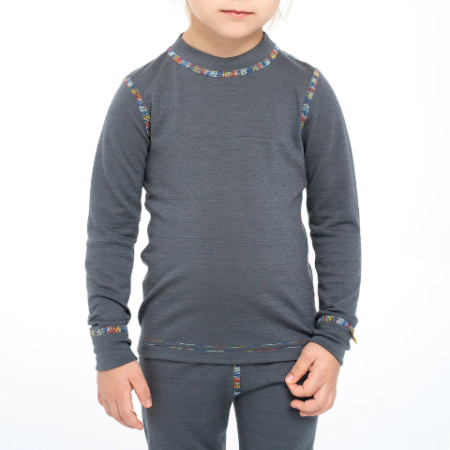 Koszulka z długim rękawem dziecięca z wełny merino menique