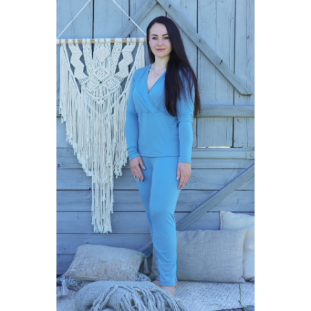 Piżama dwuczęściowa z wełny merino dla matki karmiącej Green Rose