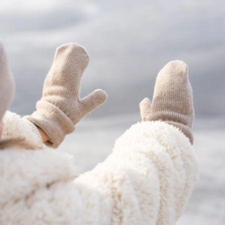 Rękawiczki jednopalczaste z wełny merino kaszmir dziecięce