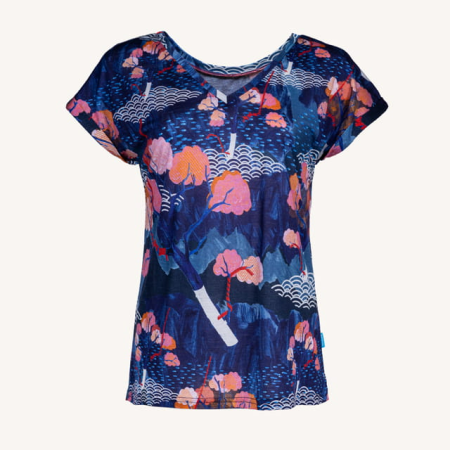 T-shirt z wełny merino dla kobiet tengoku paterns