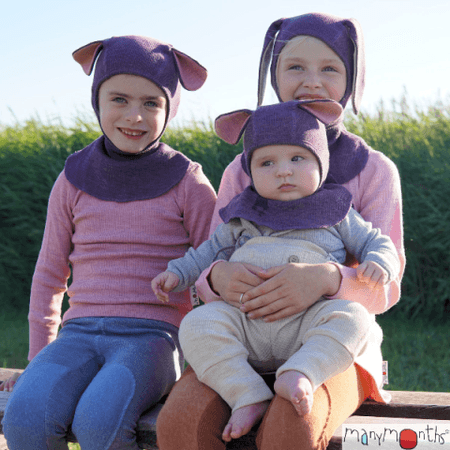 ManyMonths Kominiarka z wełny merynosów - Dusty grape fiolet piesek