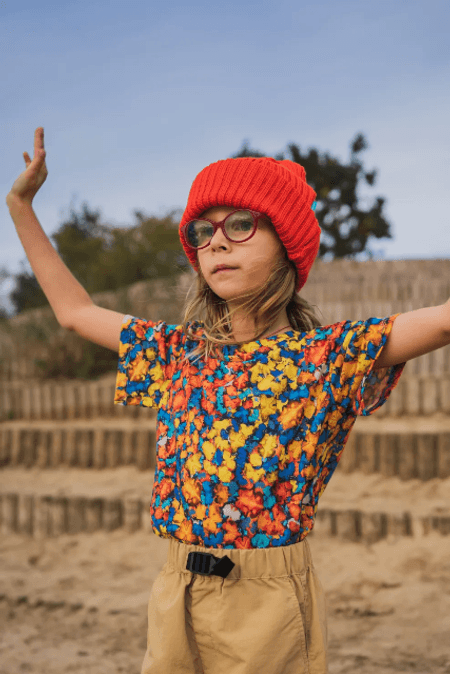 Koszulka z krótkim rękawem z wełny merino dla dzieci papilio