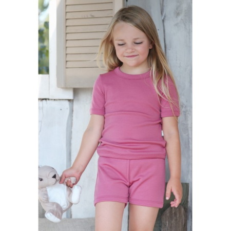 Piżama dziecięca letnia z wełny merino Green Rose