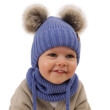 Komplet zimowy, czapka i komin 100% e merino Silvia