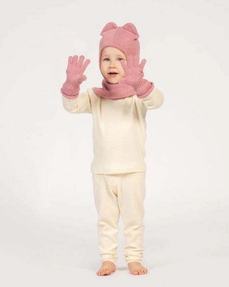 Rękawiczki pięciopalczaste z 70% wełny merino dziecięce