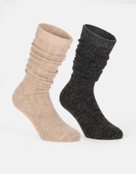 Skarpety długie z wełny alpaki 2 pak