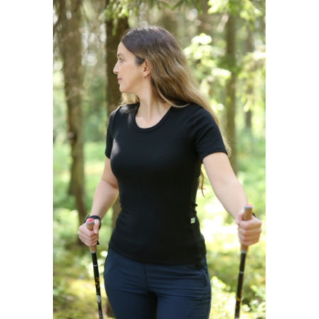 T-shirt z wełny merino damski Green Rose Petrol