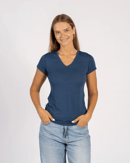 Koszulka damska  t-shirt slim fit z  wełny merino 160gsm menique V-neck