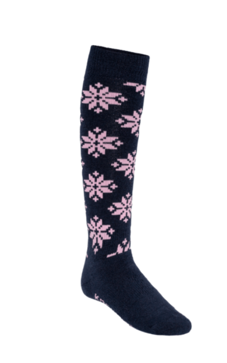 Długie skarpety norweskie wzory, ciepłe, grubsze 65% merino Kari Traa 