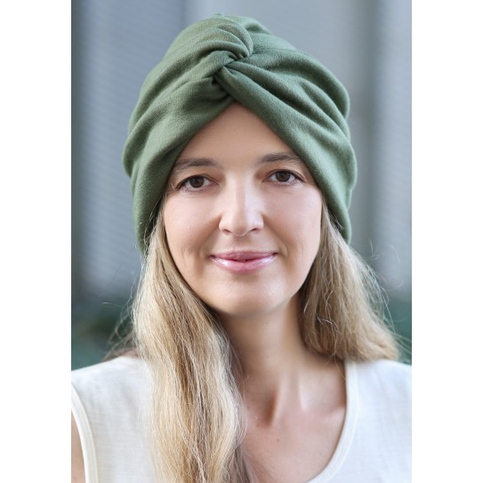 Turban z wełny merino Green Rose - Green Rose zdjęcie 1