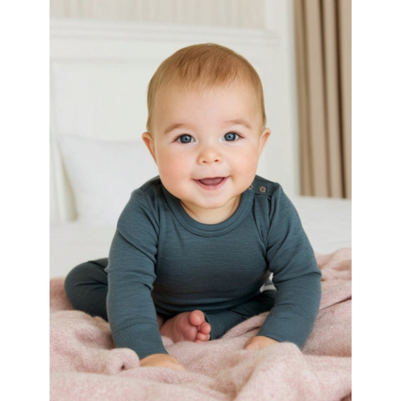 Piżama dziecięca base layer komplet z wełny merino Lillebarn - Lille barn zdjęcie 1